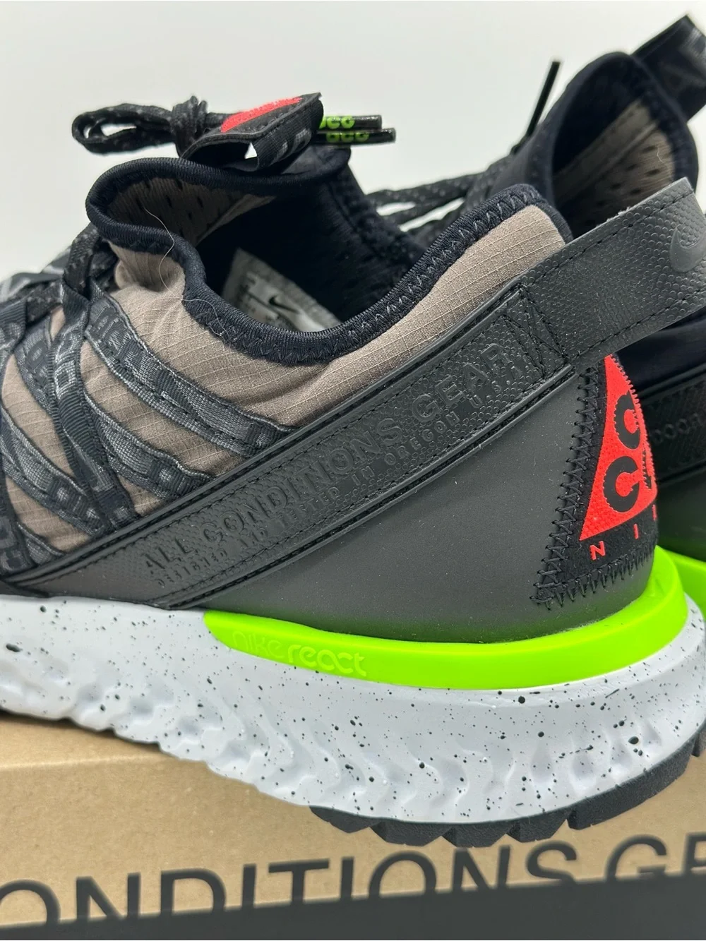 Nike Men’s Black Sneakers with Neon Green & Red Accents